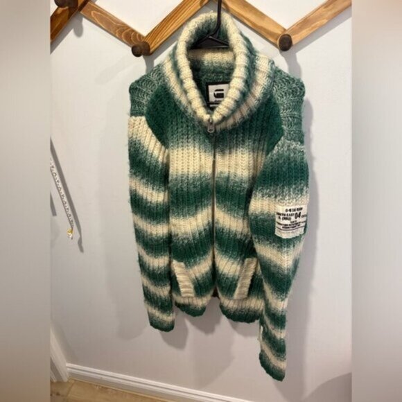 G STAR RAW- 100% WOOL - MENS ZIP UP SWEATER - Picture 1 of 14